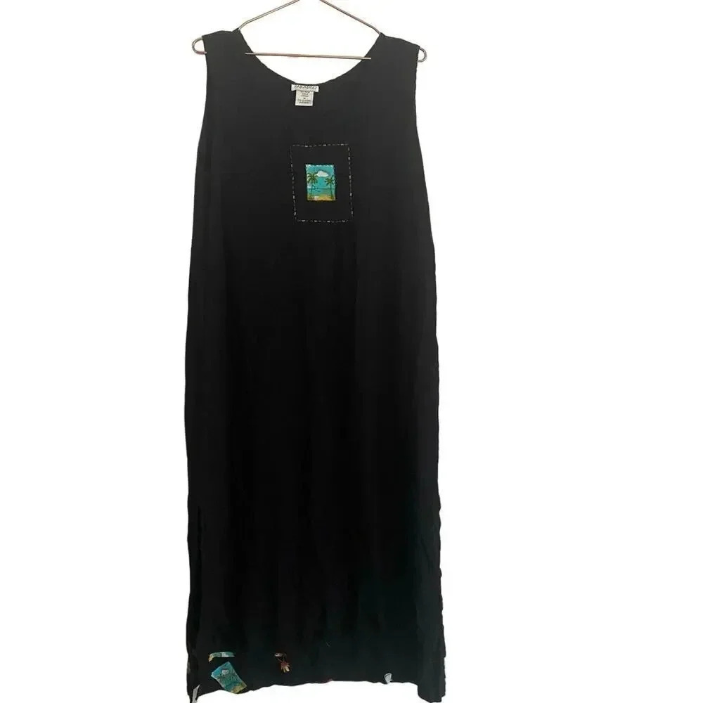 Paradiso Black Sleeveless Crew Neck Pullover Maxi Dress Size Medium